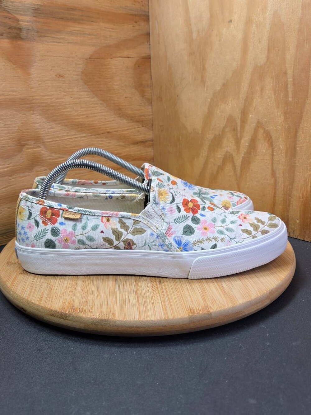 Keds X Rifle Paper Co Womens White Floral Platform Slip On Sneakers Size 11